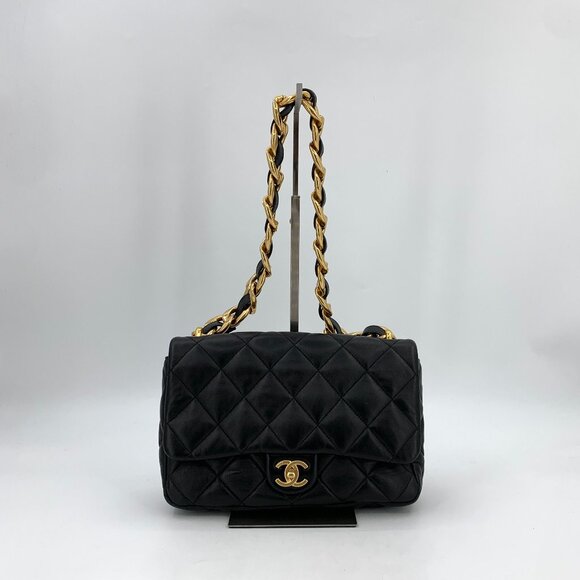 HW0893 Chanel Classic Flap Black Logo Diamond Shoulder Chain Bag Crossbody Bag 2 - Picture 1 of 8